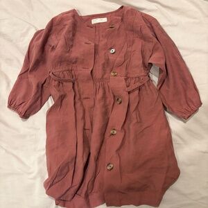 Zara Kids Girls 9 Buttoned Shirt Dress Minimalist Boho